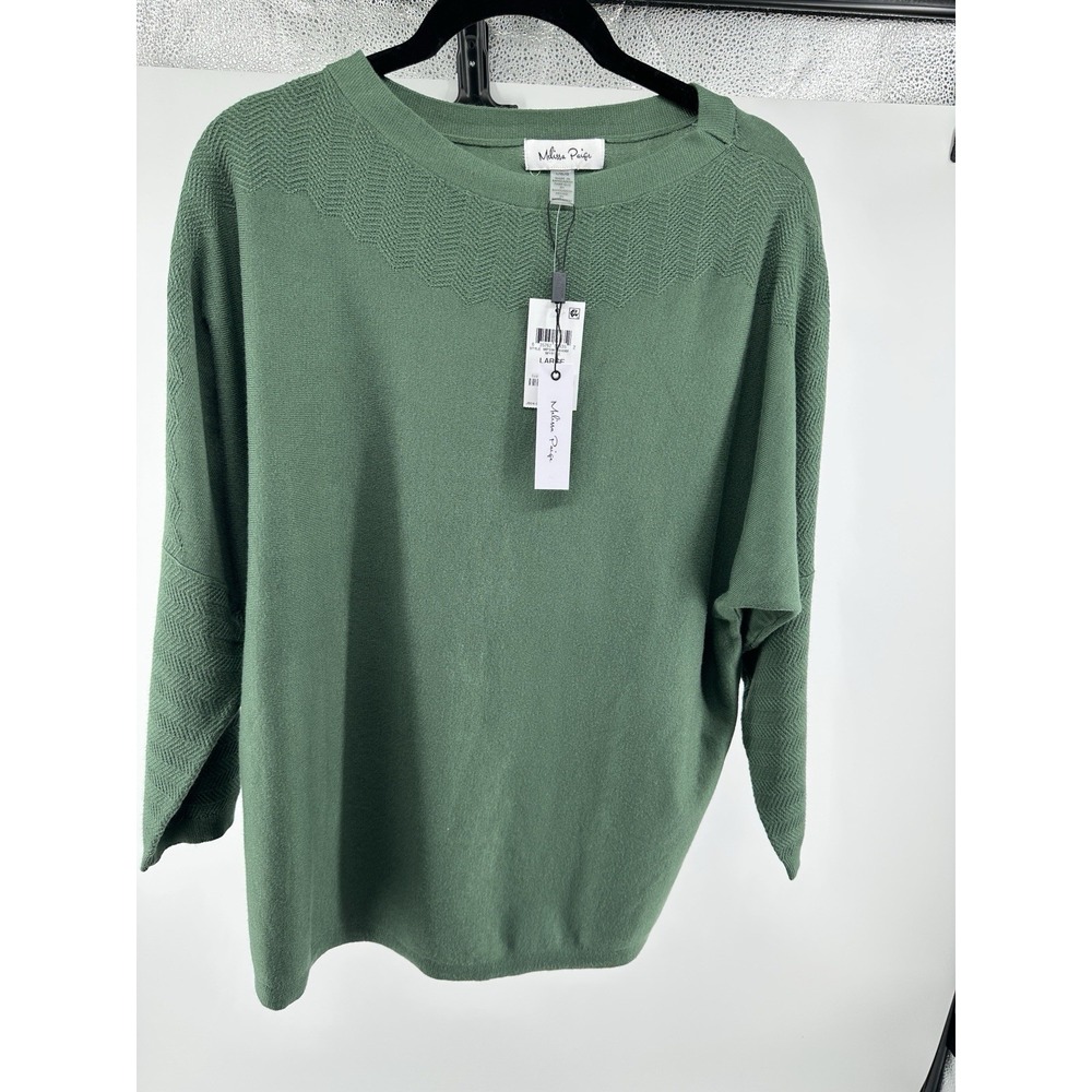 Melissa Paige Wave Knit Scoop Neck 3/4 Sleeve Cabarnet Red Sweater Womens XS NWT